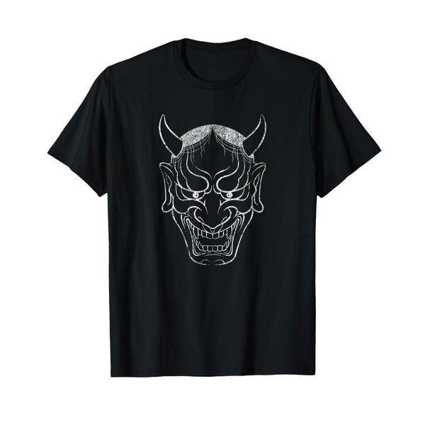 Japanese Hannya Mask - Black and White T-Shirt