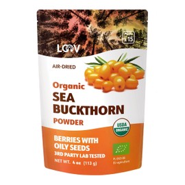 LOOV Organic Sea Buckthorn Powder, High in Fibre, Made from 100% Whole Berries, 113 g, Grown in Nordic Climate, Rich in Omega Blend, Vitamin C, Vitamin E, 23-Day Supply, No Added Sugar, Non-GMO