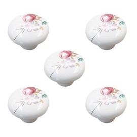 EBETA 10 Vintage Drawer Knobs, Cupboard Knobs, Furniture Knobs, Cupboard Handles, Door Knobs for Cupboard, Drawer, Made of Ceramic (White Tulip)