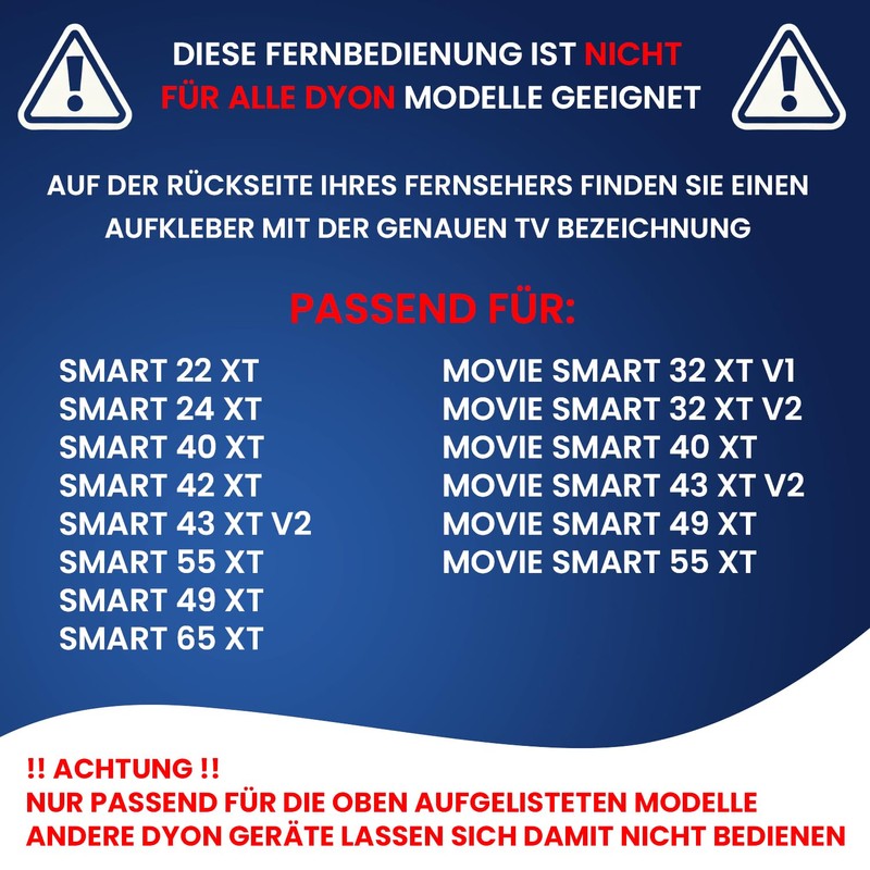Dakana Remote Control for Dyon Smart 22 XT Dyon Smart