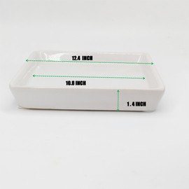 Square Plant Saucer 12 Inch 1 Pack，Plant Trays for Pots, White Ceramic Plant Saucers for Indoors Outdoors, Plant Drip Tray 4 6 8 10 12 14 Inch