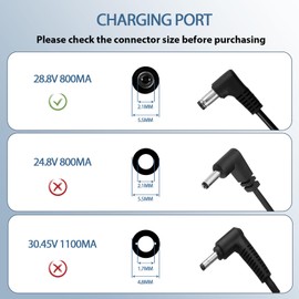 28.8V Charger for Shark Hoover Cordless Vacuum IZ201UKT IZ202UK IZ202UKT IZ251 IZ103UKGB IF130 IF200UKT IF201UKT IF202 IF250 IF251 IF281 IF285 IR100 IR101 IR141 IR200 X40 ION F80 DuoClean Adapter
