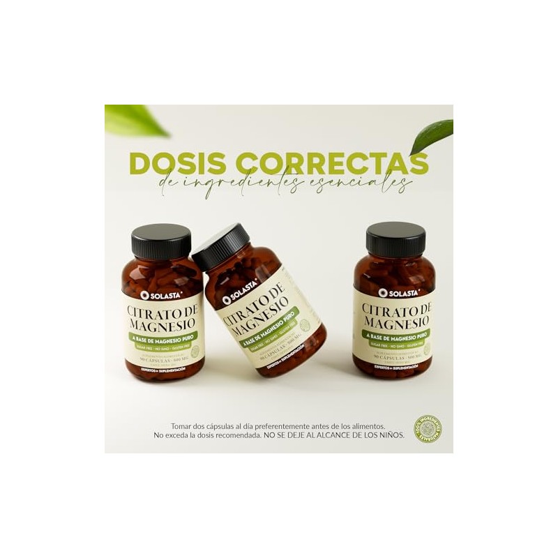 CITRATO DE MAGNESIO Solasta Cápsulas de 500mg de Fácil Absorción