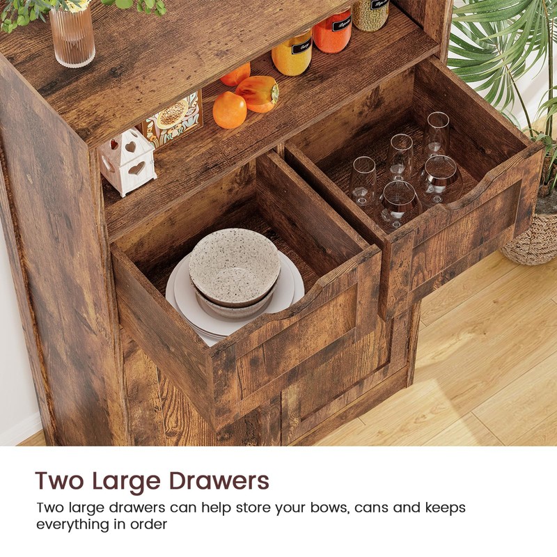 Iwell Storage Cabinet with 2 Drawers & Adjustable Shelves, Cupboard,