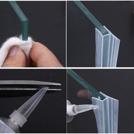 Queenbox Shower Door Seal Strip 120 inches Cuttable Length, 20mm Extended Water Retaining Edge, Frameless Glass Door/Window Sweep to Stop Shower Water Leaks, 1/2"(12mm) Glass Thickness, Clear (F-Type)