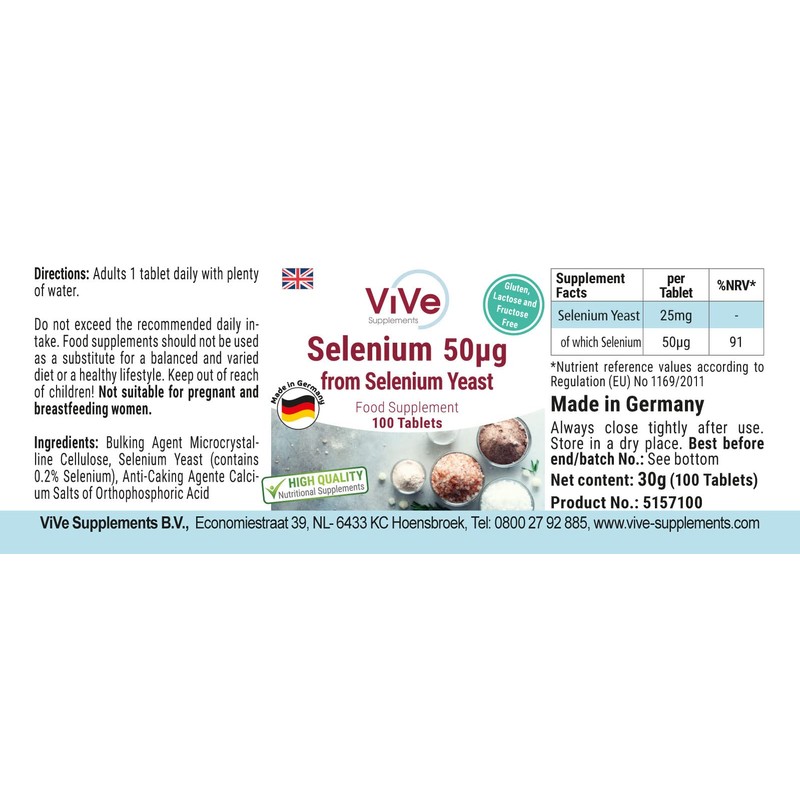 Selenium 50 μg – 100 Tablets from Selenium Yeast for