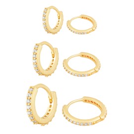 Sacina Small Gold-tone Hoop Earrings Set, Dainty Huggie Hoop Earrings, Hoop Earrings for Women, Retro Minimalist Earrings, Christmas Jewelry Gift For Women