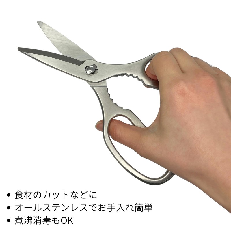 Takagi All Stainless Steel Kitchen Scissors, Dishwasher Safe, Boiled Disinfectable,