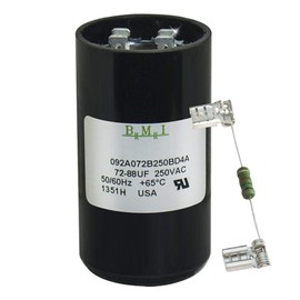 72-88 uF x 220 250 VAC - BMI/USA Start Capacitor # 092A072B250BD4A with Bleed Resistor