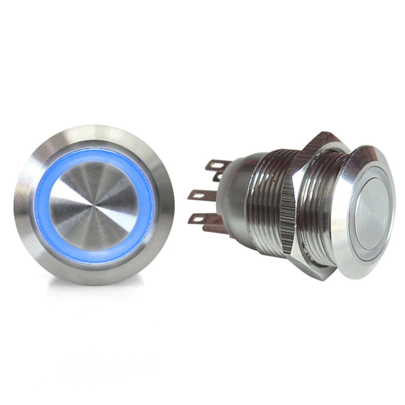 AutoLöc Power Accessories 19mm Billet 12V Momentary Push Button Switch