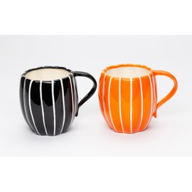 Cosmos Gifts Fine Ceramic Thanksgiving Harvest Pumpkin Spice Mug Set of 2, 5" L