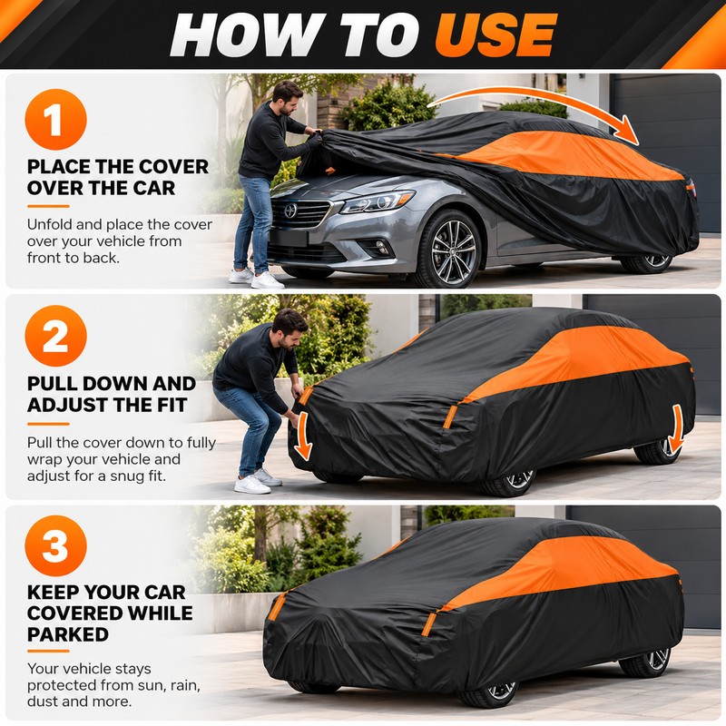 Waterproof Car Cover for Outdoor Parking – Full-Body 190T Vehicle