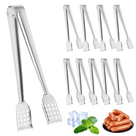 Set of 10 Kitchen Tongs, Stainless Steel Set, 7 Inch Stainless Steel Serving Tongs, Pastry Tongs, Sugar Tongs, Ice Tongs, Ice Tongs, Ice Cube Tongs for Coffee, Kitchen, Wedding, Bar, Party