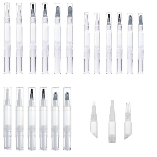 BOSOIRSOU 18 Pieces Transparent Twist Pens, 5ml 3ml 2ml Empty
