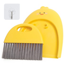 XXFLOWER Mini Dustpan and Brush Set, Small Handheld Dust Pan with Clean Broom for Home, Kitchen, Desktop, Sofa, Keyboard, Table and Pet Cages(Cute Animal)