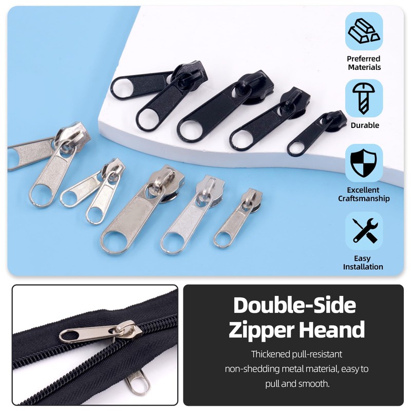 Glarks 85pcs #3#5#8 Zip Repair Kits Includes Metal Zipper U
