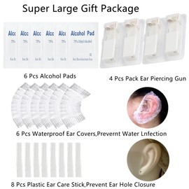24 Pcs Self Ear Piercing Gun Kits - 24pcs/Set Painless Disposable Sterile Gun with Hypoallergenic Studs,at Home Safety Ear Piercing Gun Kit Tool (Silver flat 6mm 610)