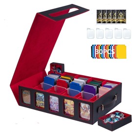 Pluscraft 3900+Trading Card Storage Box MTG Commander Deck Box TCG Deck Case with Display Windows Dice Tray,Card Organizer 30 Colorful Dividers& 5 Supporters& 5 Toploaders