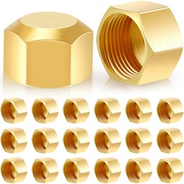 Dunzy 20-Piece 3/8" Brass Compression Cap Stop Valve for Drain Pipe Fittings, Hose Connector, Garden Outdoor Water Pipes, Nozzle Joints