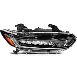 KILOAUTO Passenger Side Headlight Assembly fit for 2018 2019 2020 2021 for Honda Accord Black Housing Clear Lens Replacement 33150-TVA-A01