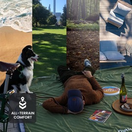 Extra Large Picnic Outdoor Blanket 79"x 79", 2 in 1 Double Layer Waterproof Mat + Blanket, Machine Washable Blanket, 5-Layer Extra Thick and Foldable Beach Blanket for Camping Park Grass (Beach)