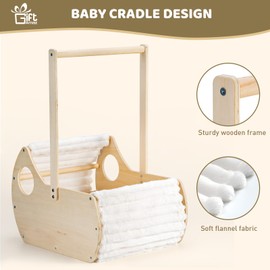GiftAmaz Large Wooden Baby Shower Crate Closet, Cradle Shaped Baby Shower Basket with Handle, Welcome Gift Basket for Newborn Baby Boys Girls Nursery, Pregnancy Gifts for New Mom Parents