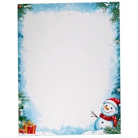 Happy Snowman Christmas Stationary Paper 8.5 x 11-60 Sheets Holiday Letter Paper