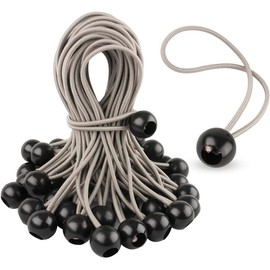 BINGCOBBER Bungee Bands with Ball Pack of 25, Tarpaulin Tensioners with Ball 23 cm, Rubber Tensioner, Tent Rubbers Expander Loops, Rubber Loops for Tents, Tarpaulins, Posters