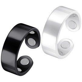 Feraco 2PCS Copper Rings for Women,99.99% Pure Copper Magnetic Therapy Thumb Ring Jewelry with Magnets,B