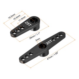 MECCANIXITY 1 Set Aluminum Servo Horn 25T Servo Horn Steering Double Arms Black Suitable for DIY RC Car/Boat/AirplanesBoat Model Accessories