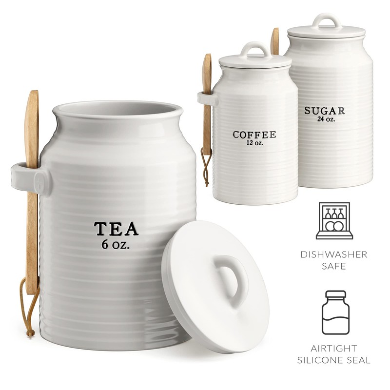 Barnyard Designs Canister Set for Kitchen Counter, Coffee Tea Sugar