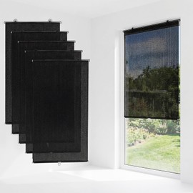 Maasechs 6 Pcs Roller Blackout Window Shades with Suction Cups No Drill Cordless Automatic Retractable Blackout Blinds 23 x 49 Inch PVC Roller Curtains UV Protection for Indoor Home Office Bedroom