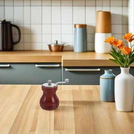 Zerodeko 1pc Pepper Mill with Crank Handle Wooden Salt and Pepper Set Refillable for Sea Salt Black Pepper