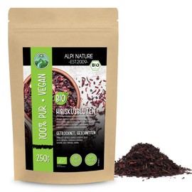 Organic hibiscus flowers cut (250 g), hibiscus flowers organic dried, hibiscus from controlled organic cultivation, hibiscus flower tea 100% natural, no additives, hibiscus tea
