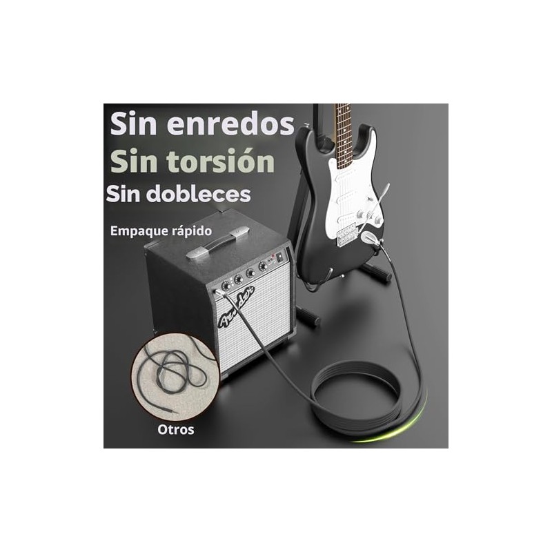 Cable de guitarra de 10 pies, paquete de 2 unidades,