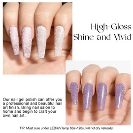 ROSALIND Semi-Permanent Nail Polish, 6 Colors Mini Semi-Permanent Nail Polish Pink Purple Blue Glitter Gel Nail Polish UV/LED Kit Nail Polish Manicure Valentine's Day Gift