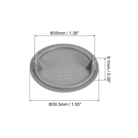 sourcing map 20Pcs Hinge Hole Covers, 35mm(1 3/8") Dia Plastic Concealed Hole Cover Round Flush Type Caps for Furniture Cabinet Cupboard, Grey