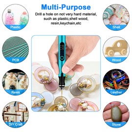 Uolor 3-Speed Cordless Mini Drill Pen, Rechargeable DIY Electric Hand Drill with 10 Small Drill Bits, Micro Drill Set for Jewelry Making Stone Plastic Resin Keychains