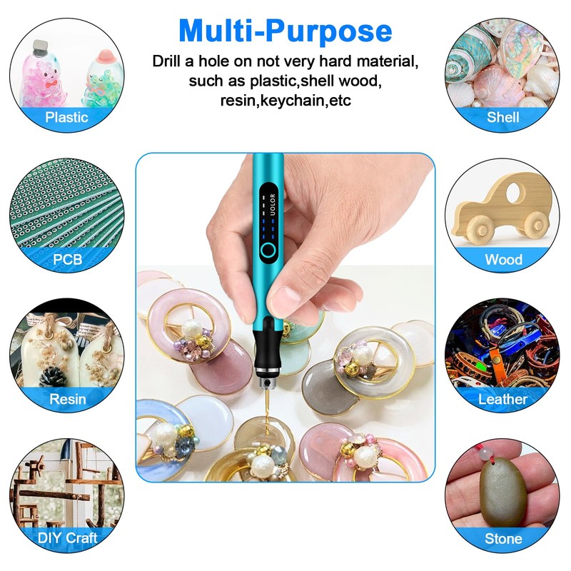 Uolor 3-Speed Cordless Mini Drill Pen, Rechargeable DIY Electric Hand