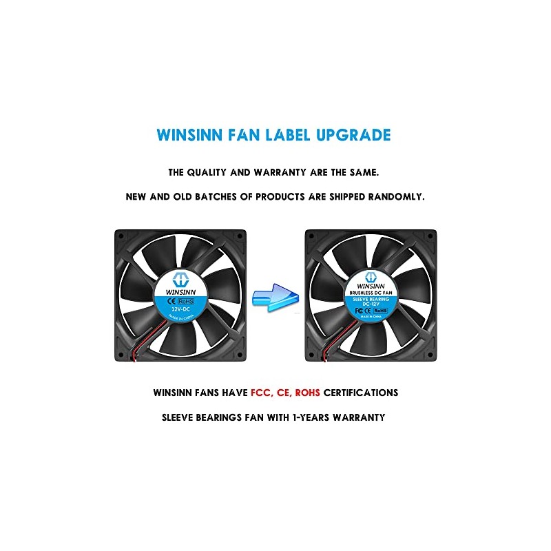 WINSINN - Ventilador de 120 mm, 12 V, sin escobillas,