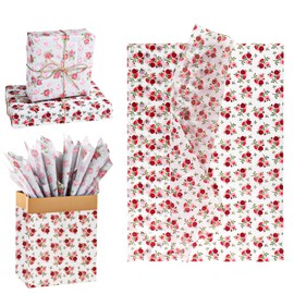 30 Sheets Rose Tissue Paper, 19.68x13.78 Inch Floral Printed Tissue Paper Gift Packaging Rose Printed Wrapping Paper for Birthday Weddings Party Art DIY Crafts Supplies