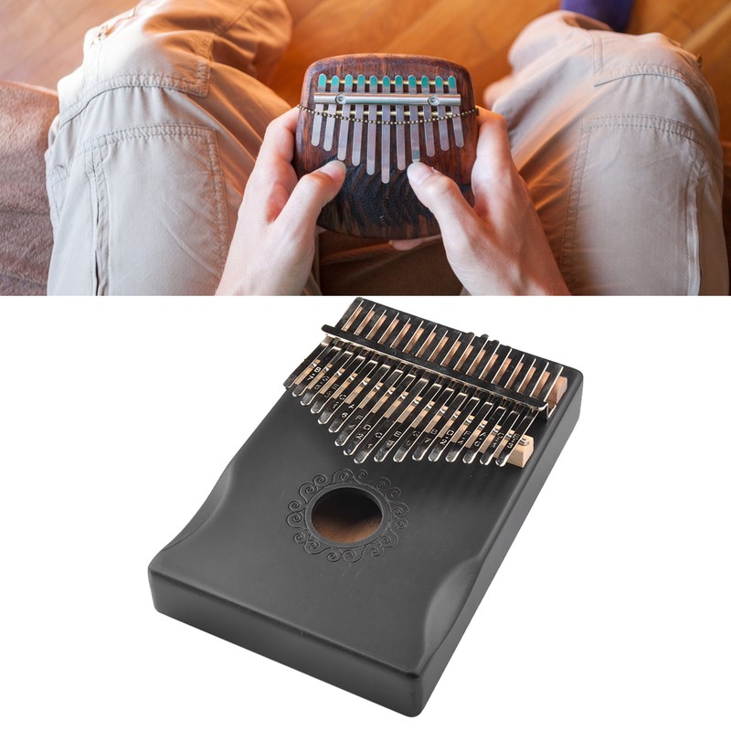 Black 17 Key Kalimba with Tuning Wrench Portable Interesting Wooden