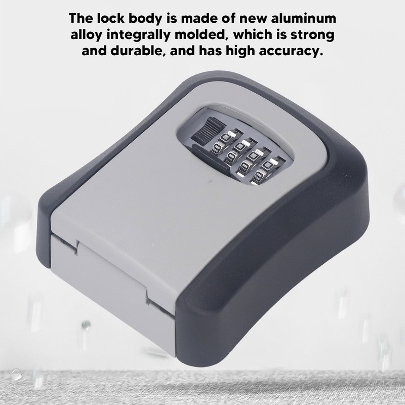 Key Lock Box Curved Aluminum Alloy Large Size Grey Wall