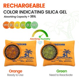 Wisesorb 100gx2pcs Rechargeable Desiccant Packs for Storage, Color Indicating Silica Gel Packets Moisture Absorbers with Visible Window, Reusable Dehumidifier Bags for 3D Filaments Electronics Camera