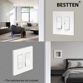 20 Pack BESTTEN 2-Gang Screwless Wall Plate, USWP4 Glossy Off White, Decorator Outlet Cover, H4.69” x W4.73”, Faceplate for Light Switch, Dimmer, USB, GFCI, Receptacle
