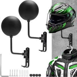 unbranded 2x Wall Mount Motorcycle Helmet Rack Holder Hook Hanger Stand Display Universal