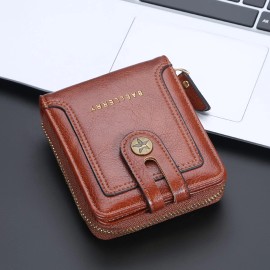 Unbranded Mens RFID Blocking Wallets Zipper Leather Wallet for Men Bifold RFID Card Holder - Dark Brown