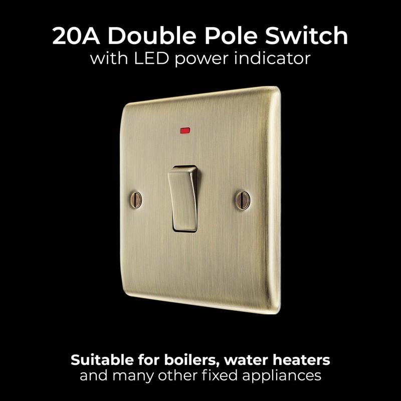 BG Electrical Single Wall Switch with LED Power Indicator, Double