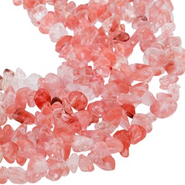 KYEYGWO Cherry Quartz Irregular Gemstones Loose Beads Strand Tumbled Stone Chip Crystal Tumbled Stones for Jewellery Making and DIY, 83.8 cm
