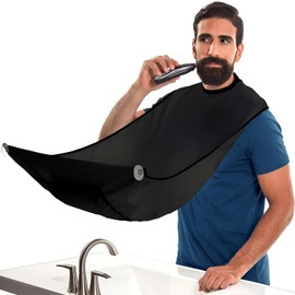 BEARD KING Beard Bib Apron - Shaving Set for Dad - As Seen on Shark Tank - Men's Hair Catcher for Shaving - Grooming Accessories, Black
